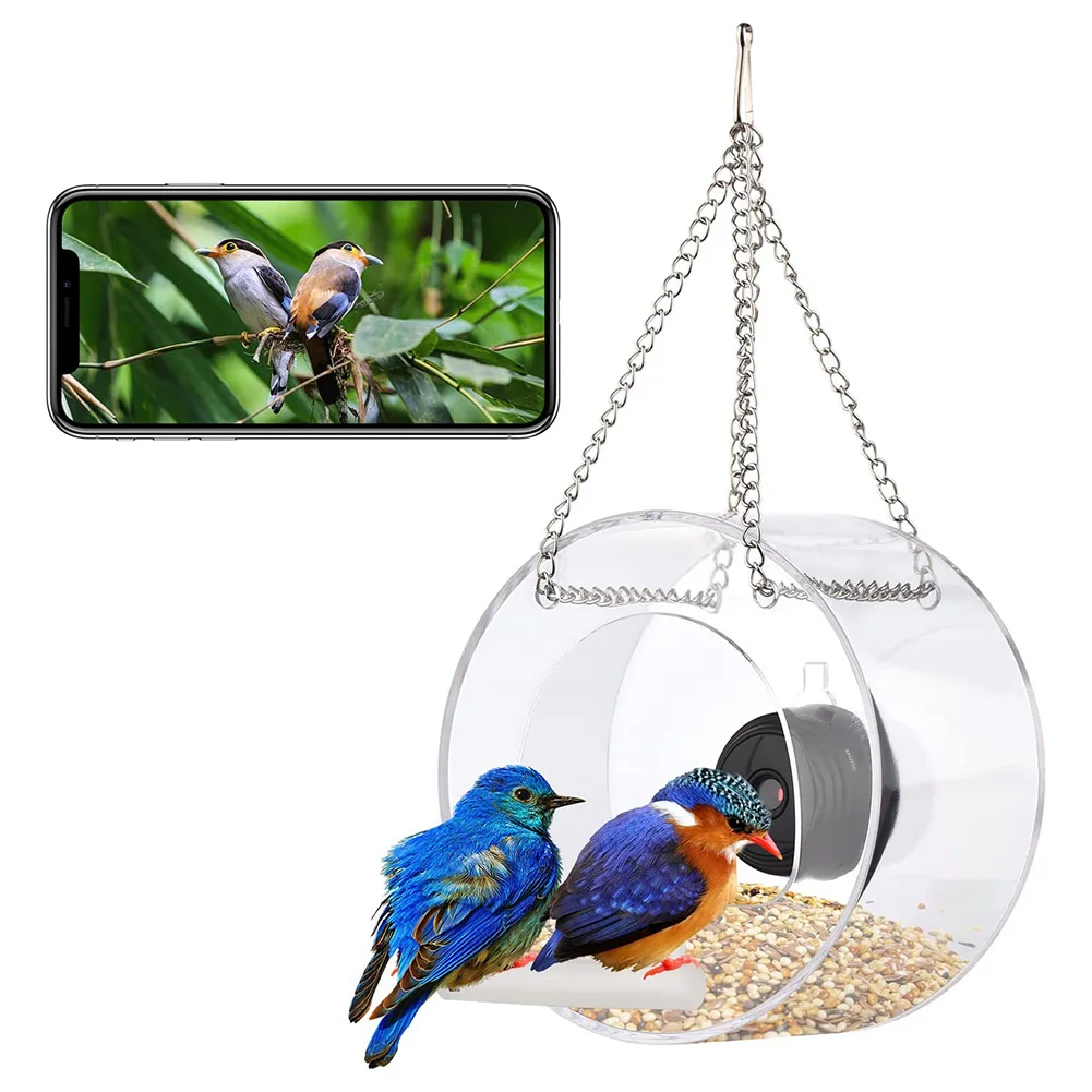 Yard, Garden Bird House Multifunctional Bird Feeder With Camera Wifi Transparent Visible Birdcage 1080HD Night Version Camera