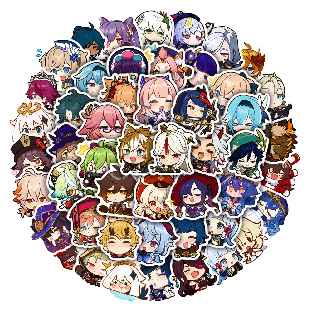 50pcs Cute Genshin Impact Cartoon Decal Stickers