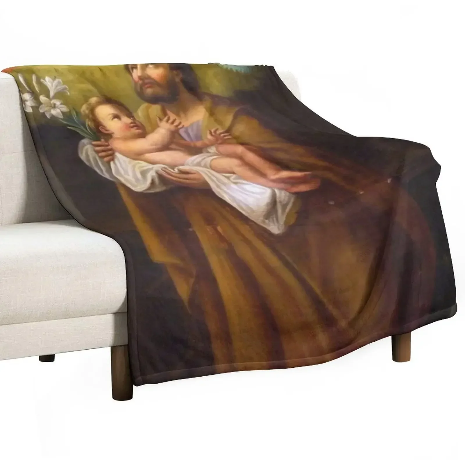 

Saint Joseph with Jesus Christ as a baby, France Throw Blanket Thins Loose Thermal Custom Blankets