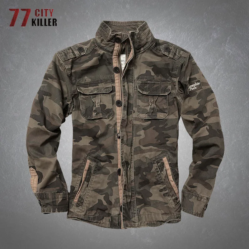 

Tactical Camouflage Cargo Jacket Mens Retro Cotton Multiple Pockets Combat Bomber Military Jackets Male M65 Tank Coats Chaqueta