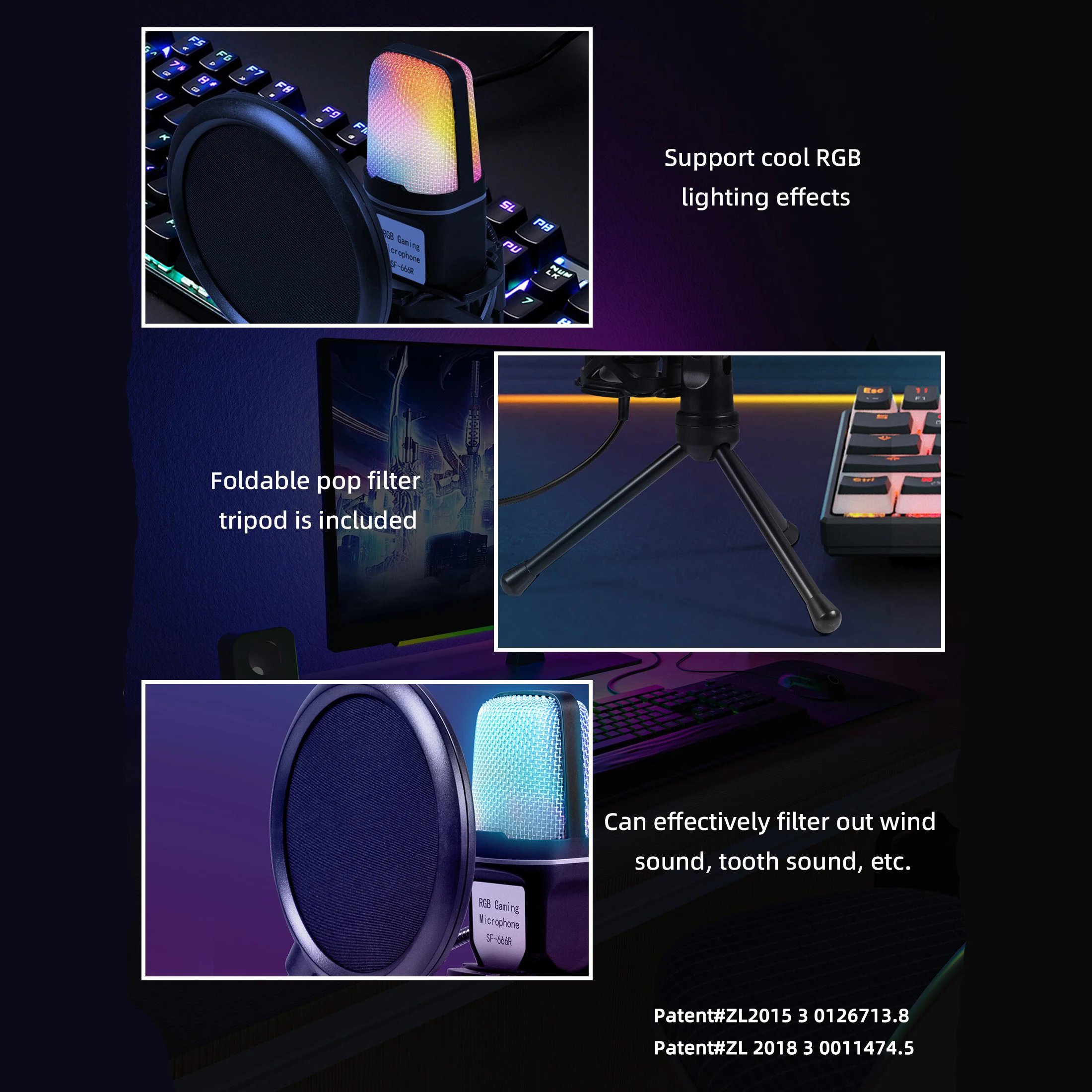 Gaming Computer Professional Condenser Microphone Mic PC Laptop USB Wired Live Streaming Podcast Studio Mike Kit Gamer Karaoke