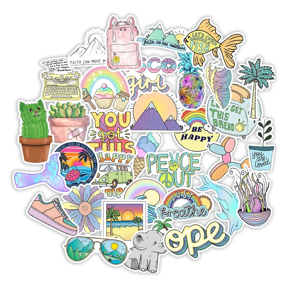 

10/50PCS Cute Manga Cartoon Kawaii Vintage Stickers Aesthetic Laptop Travel Diary Notebook Journal Stationery Assorted Sticker