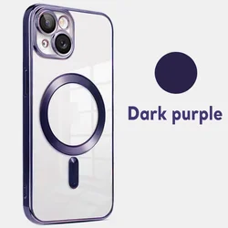 Enhanced Magnetic Clear Plating Cover for Magsafe Original Case (Dack Purple)