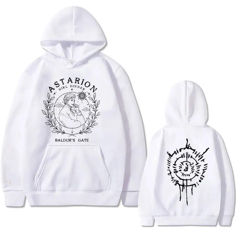 Hot Sale Game Baldur's Gate Astarion Double Sided Print Hoodie Men Women Casual Oversized Sweatshirt Male Gothic Vintage Hoodies