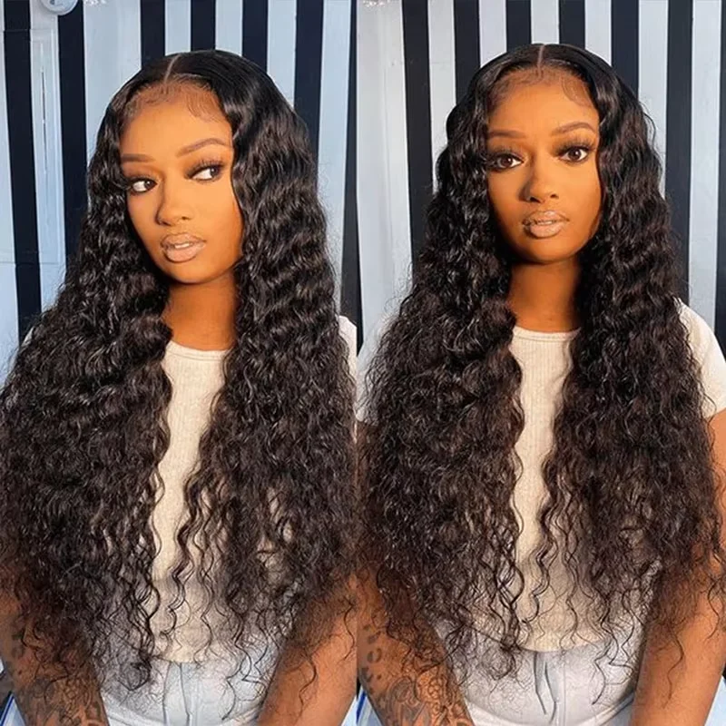 12A Deep Wave Bundles Human Hair Unprocessed Virgin Hair Cheap Wet And Wavy 3/4 Bundles Deal Peruvian Curly Wave