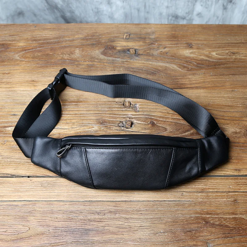 NZPJ Genuine Leather Men's Chest Bag Natural Cowhide Crossbody Bag Multi-functional Outdoor Waist Bag Mobile Phone Bag Men's Bag