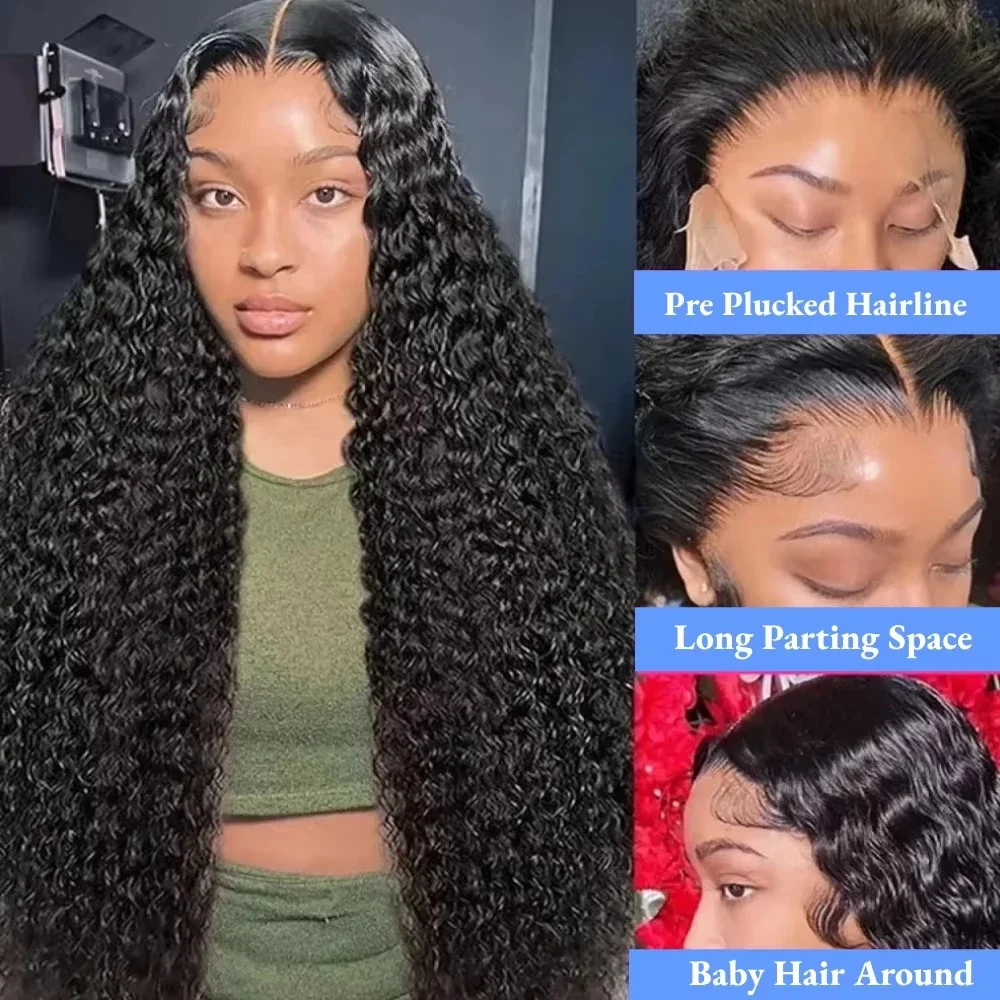 40 46 Inch Deep Wave 13x6 13x4 Hd Lace Front Human Hair Wigs 250 Density Curl 360 Full Lace Front Wig Human Hair For Black Women 4