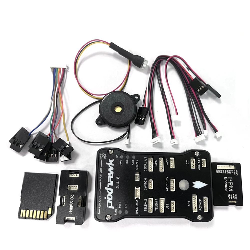 Pixhawk Px4 Pix Flight Controller 2.4.8 32 Bit + Interruttore Di Sicurezza + Buzzer 4G Sd + I2C Splitter Espandi Modulo + Cavo Usb