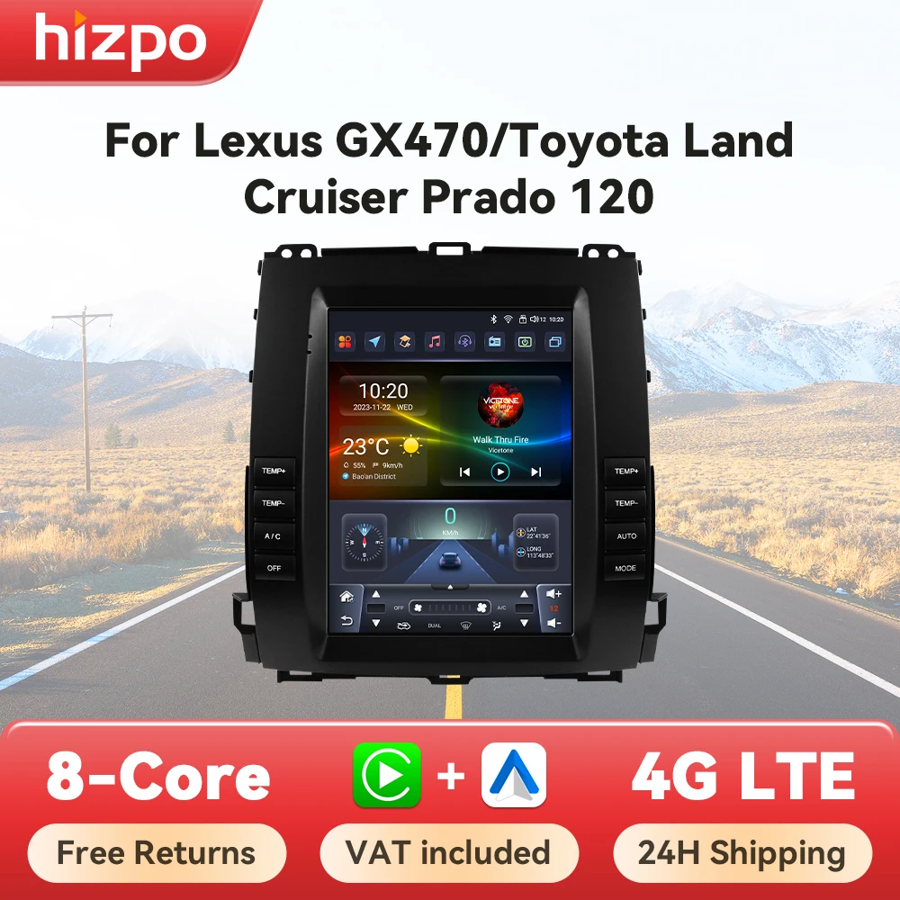 Hizpo 2 din android autoradio multimedia für toyota land cruiser prado 2002 lexus gx470 2015-2018 für tesla stil gps carplay dsp