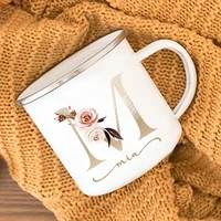 Floral Print Mugs Custom Name Coffee Juice Cups Wedding Bachelor Party Wine Cup Bridesmaid Bride Valentine's Day Christmas Gifts 2