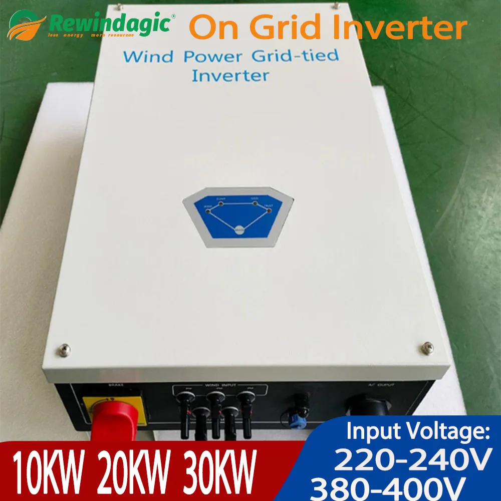 10Kw 20Kw 30Kw Wind On Grid Tie Inverter Con Limitatore Generatore Di Turbine Eoliche Monitor Wifi Scarica Batteria 220V A Ac400V