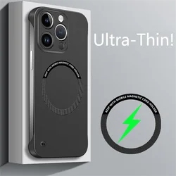 Slim Frameless Magnetic Wireless Charging Case - Sleek Plastic Cover - iPhone 12 Pro (Black)