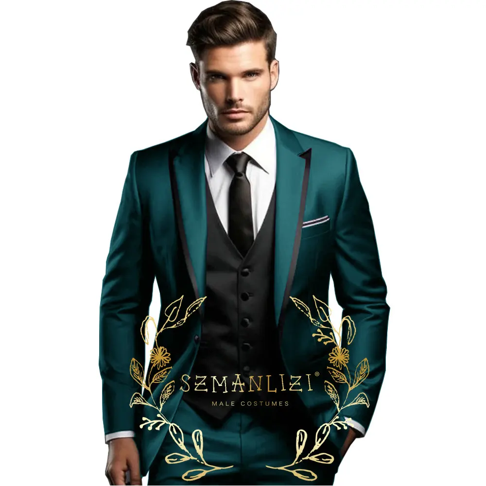 Blazer Jacket Men Western Suit Italian Design 3 Pieces