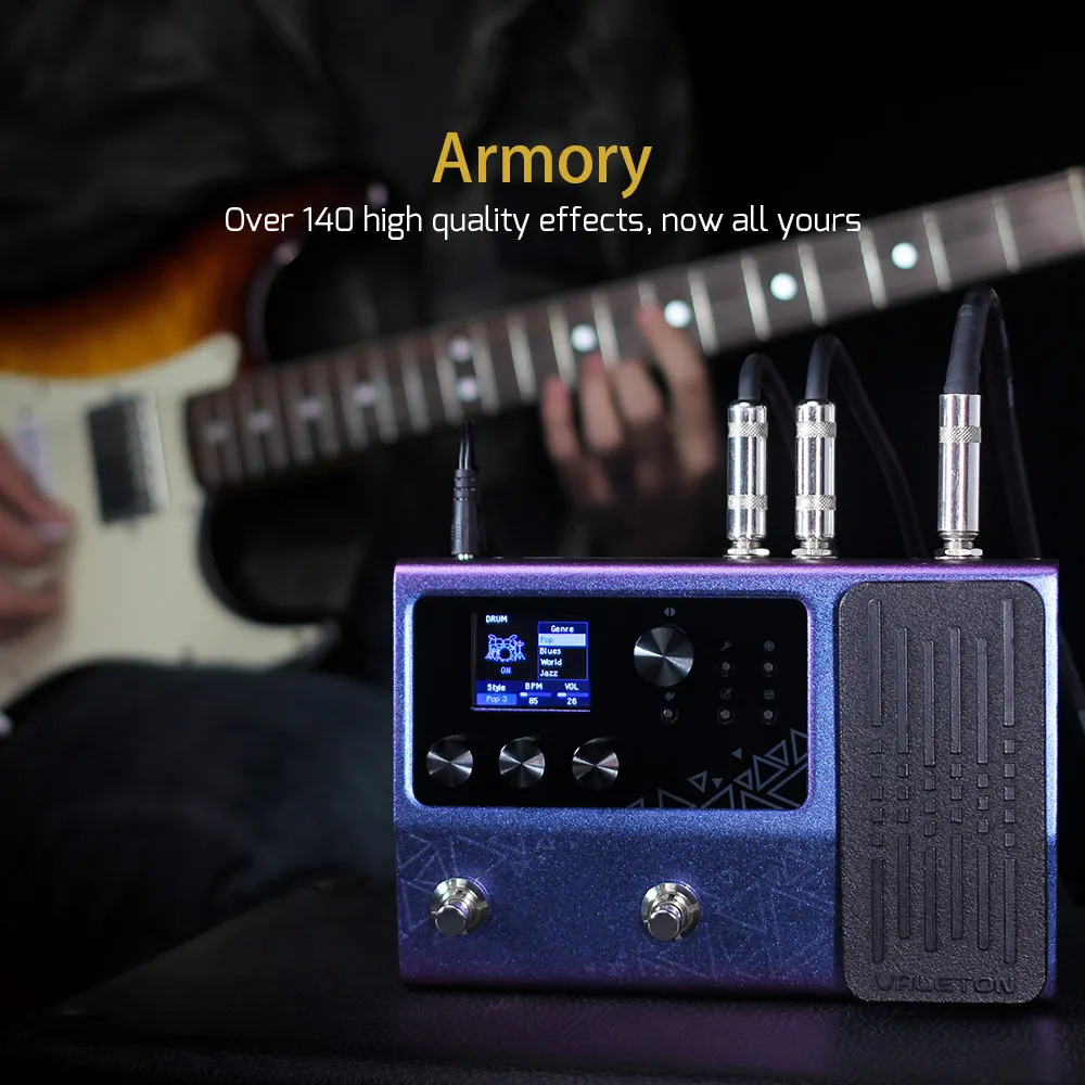 Valeton GP-100 Multi Guitar Effects Processor 140 Built in Effects Looper Multi Language Expression Pedal Gradient color