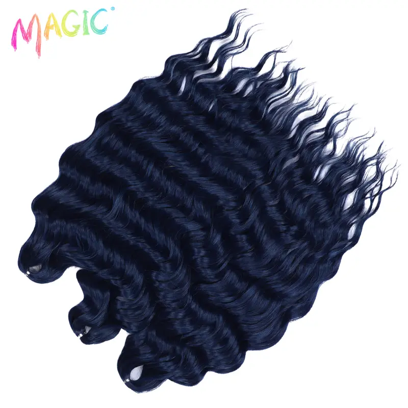 Anna Synthetic Hair 24 Inch Water Wave Braiding Hair Extensions Ombre Blonde Deep Wave Afro Curl Twist Crochet Hair for Women - Image 69
