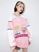 

MADEEXTREME harajuku lounge wear pink sweatshirts vintage streetwear oversized sweatshirt Patchwork fashion clothes