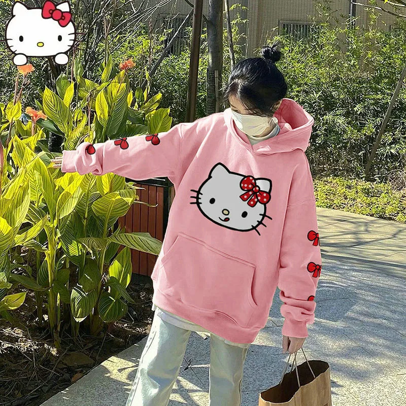 

Sanrio Hello Kitty New Hoodie Girl Grunge Street Style Cute Cartoon Women Autumn Fashion Sweatshirrt Casual Loose Trendy Hooded