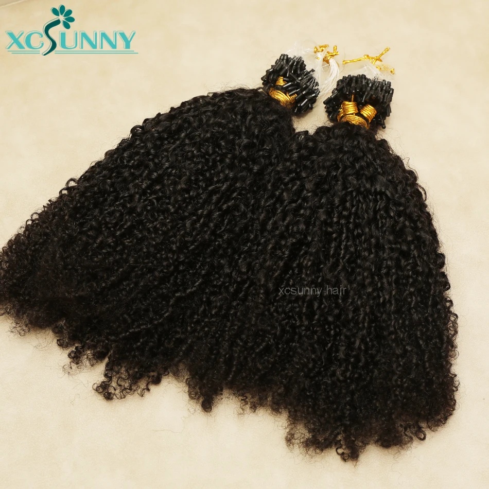 Microlink Hair Extensions Kinky Curly 12"-26" Micro Loop Human Hair Extensions Burmese Micro Ring Hair Extensions Human Hair 5