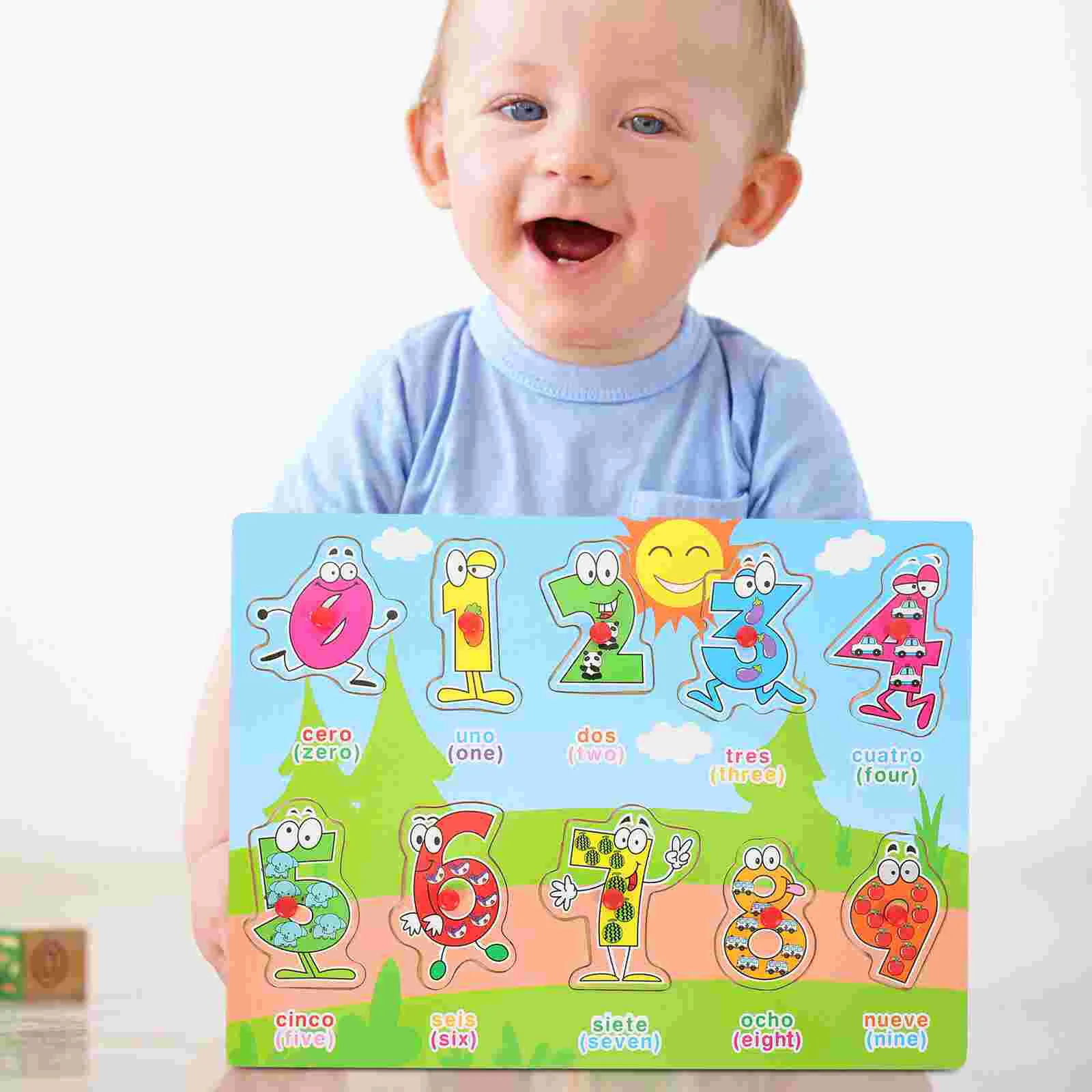 

Puzzle Intelligent Spanish Child Preschool Kids Toys Woody Board Wooden Toddler