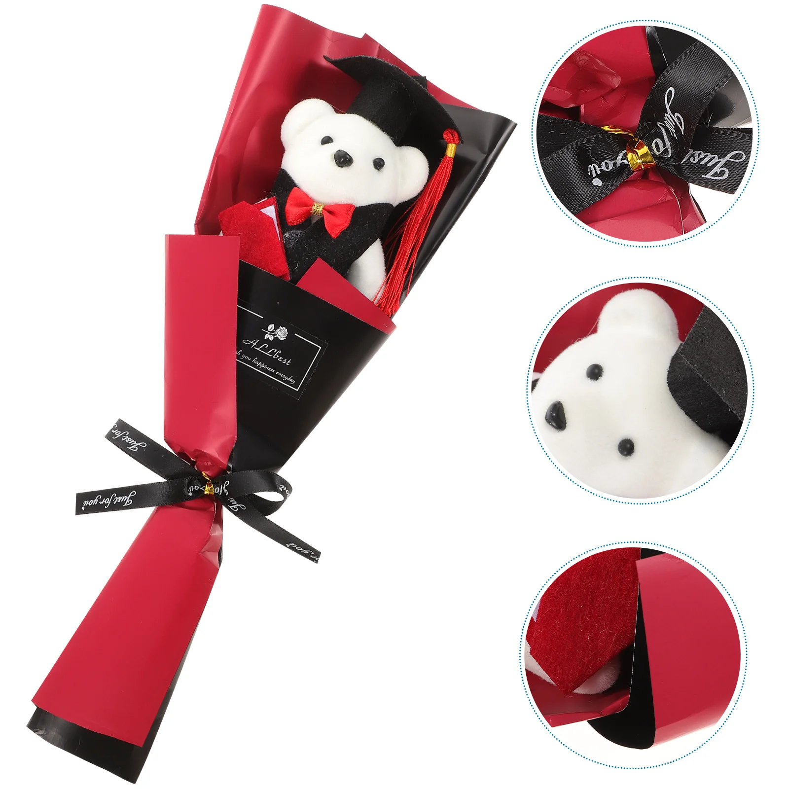 

2 Pcs Graduation Bouquet Plush Bear Mini Dolls Gift Decor Mens Gifts Decoration