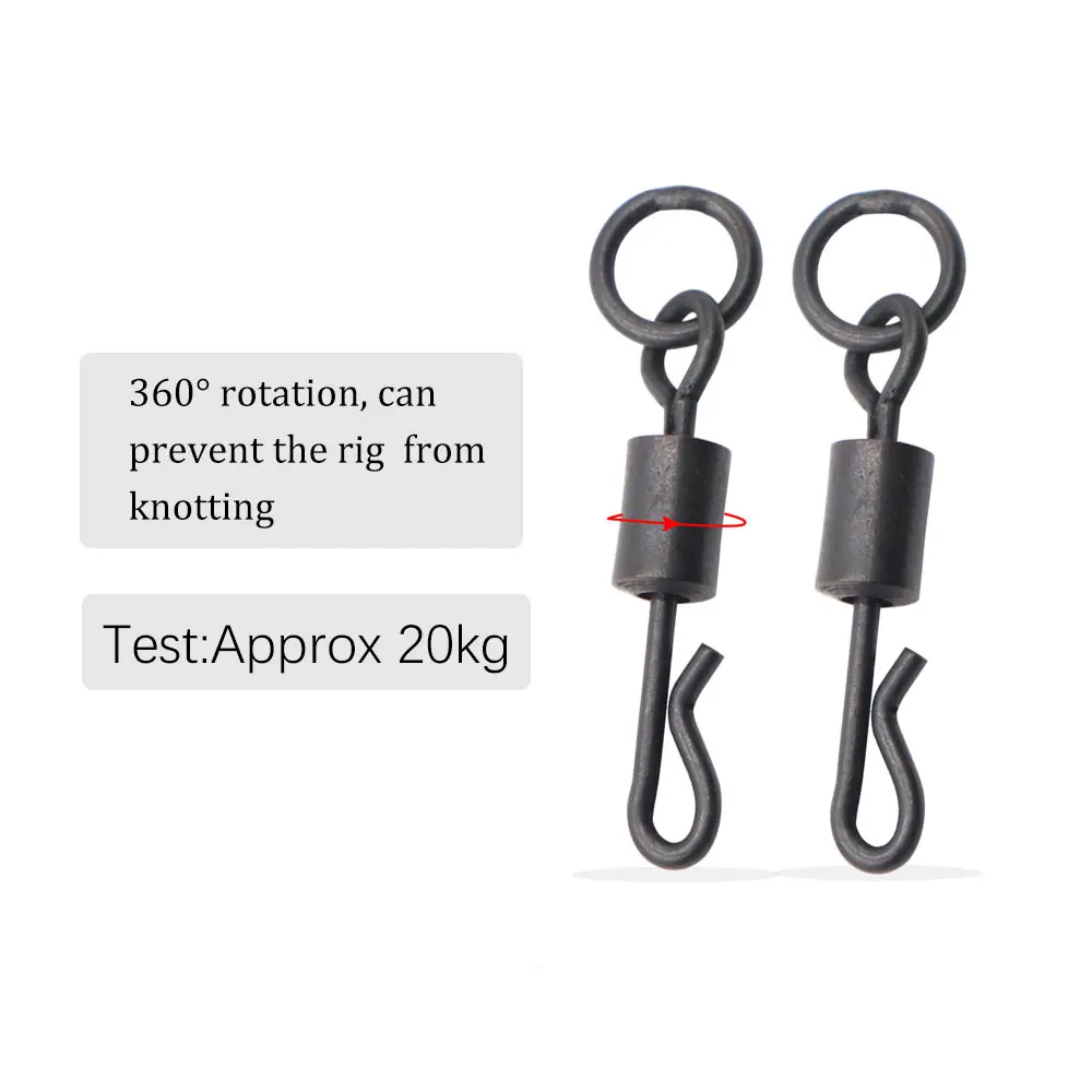 Carp Fishing Swivels Hair Ronnie Rig Connector Accessories Fishing Snap Hook Swivel For Carp Coarse Sleeve Terminal Tackle 20pcs 3