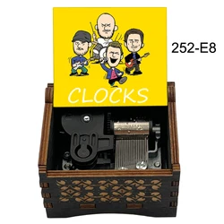 Antique Engraved Wooden Music Box Gift with Wind - Up Mechanism (252 - E8)