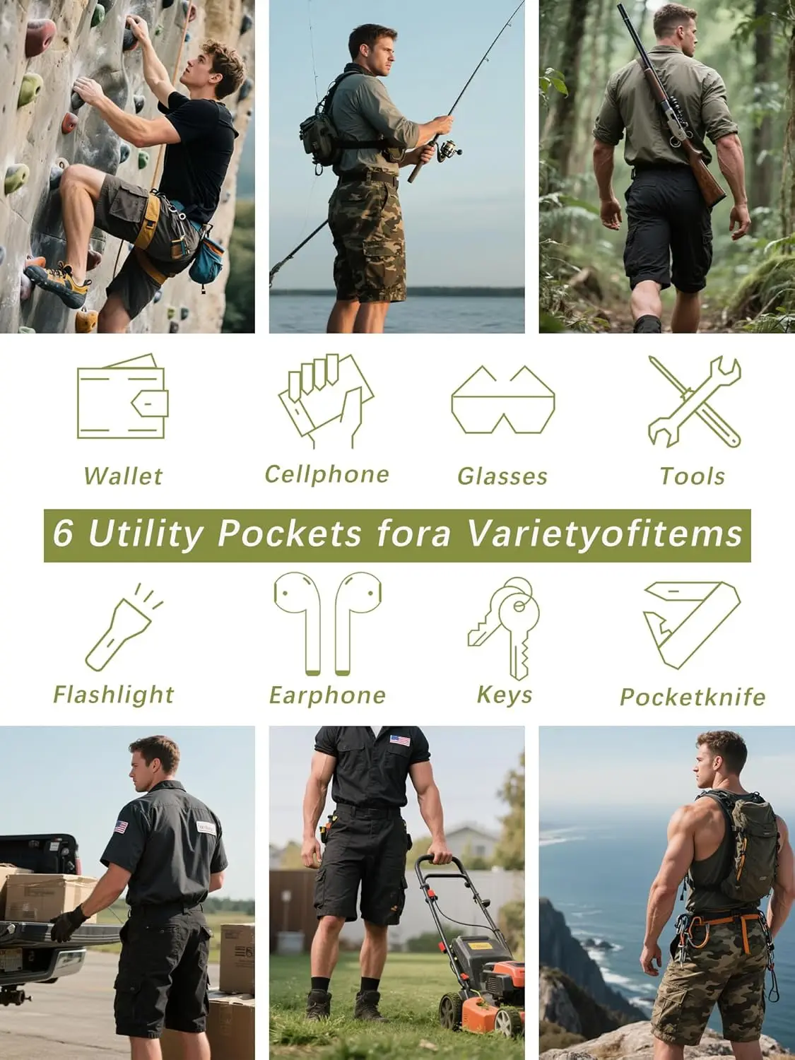 Mens Camo Cargo Shorts Wild Outdoor - Cotton Relaxed Fit Utility Multi-Pocket Shorts 6