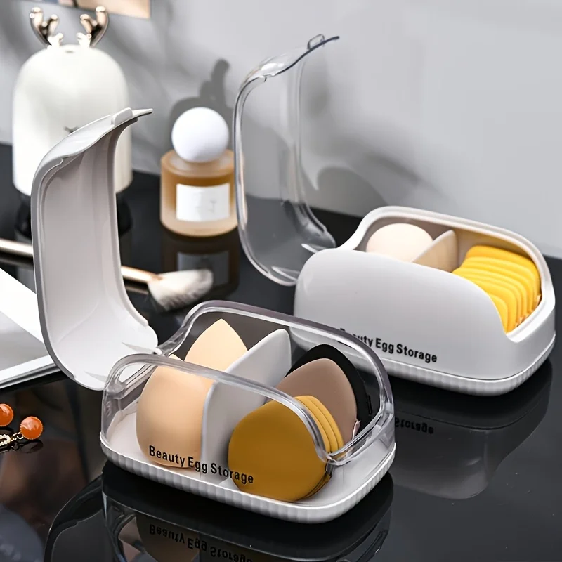 1PC Empty Transparent Puffs Drying Box Storage Case Portable Sponge Stand Cosmetic Rack Makeup Puff Holder
