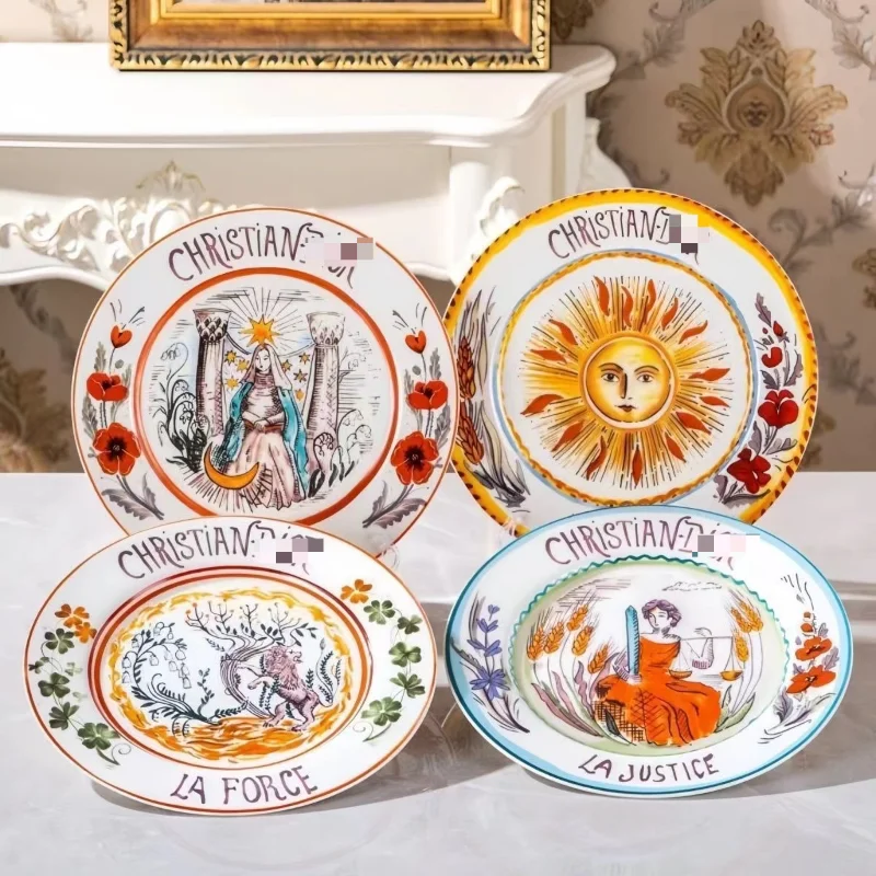 Creative Ceramic Steak Plate 4pcs Set Combination Household Hand-painted Western Food Plate Salad Ceramic Tableware