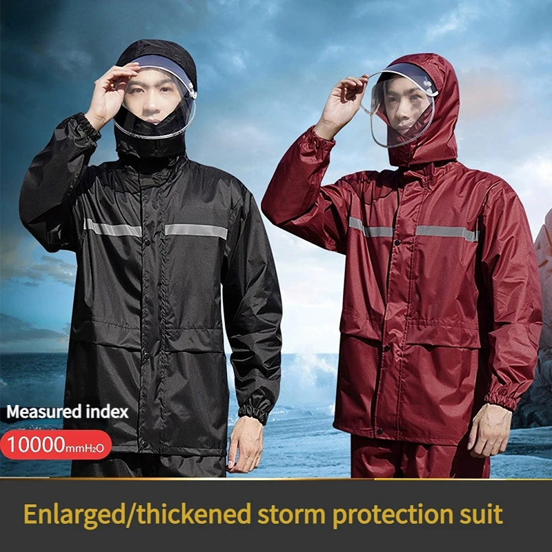 

Raincoat Men's Outdoor Work Clothes Whole Body Rain Proof Hiking Electric Car Split Waterproof Rain Poncho Reflector Strip