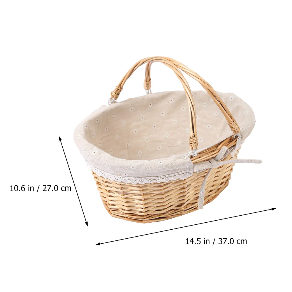 

Basket Woven Wicker Flower Picnic Baskets Storage Wedding Girl Willow Handle Easter Handles Vegetable Garden Rustic Decorative