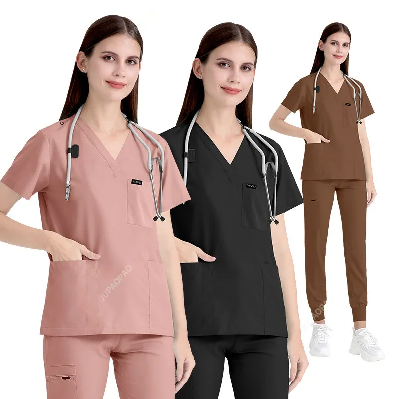 

Multicolor Scrubs Uniform Short Sleeve Tops+Pants Nursing Uniform Women Pet Shop Doctor Scrub Medical Surgery Workwear Scrub Set