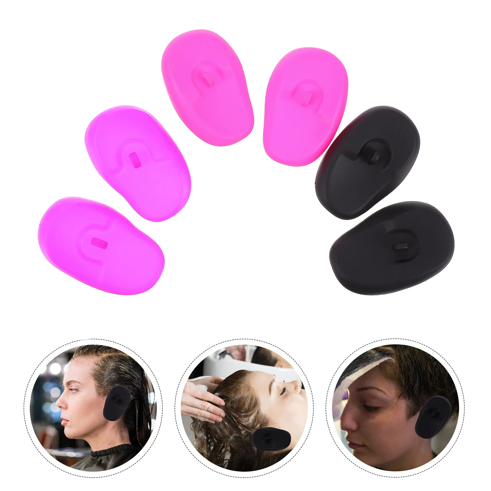 

6 Pcs Baked Oil Dyed Earmuffs Hair Dyeing Protector Take Bath Protection Creative Silica Gel Coloring Cover