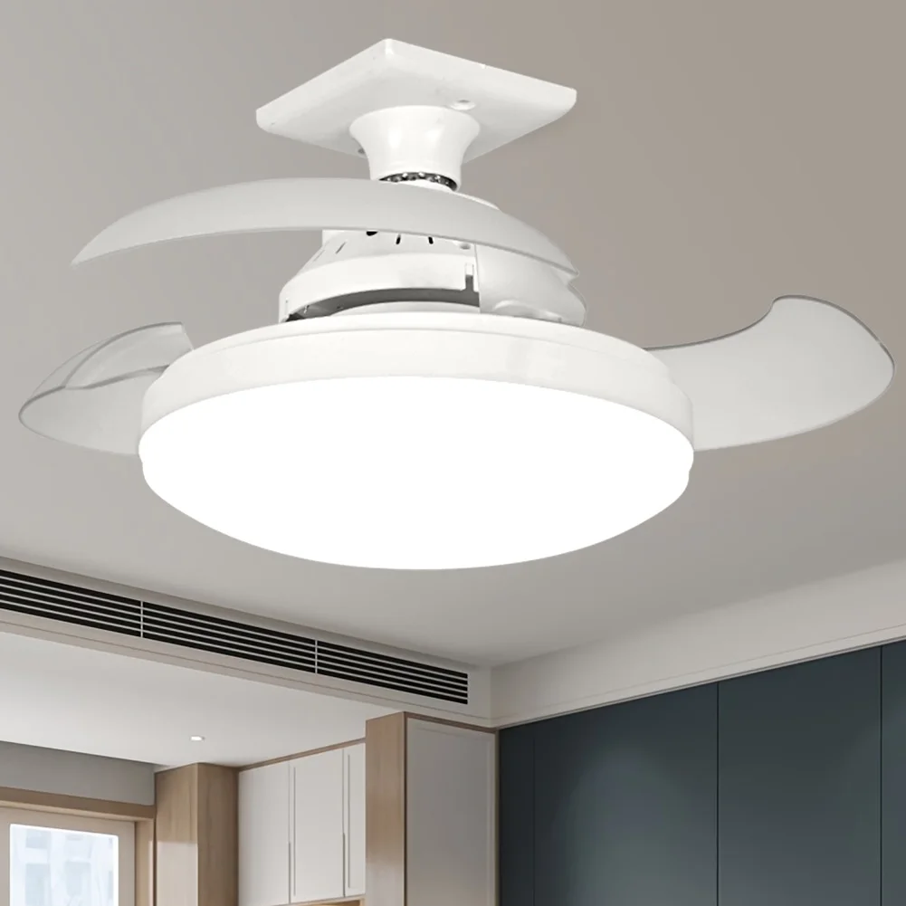 Ceiling Fans with Light Remote Control Bladeless LED Ceiling Fan 3 Colour Temperatures Chandelier Fan for Bedroom