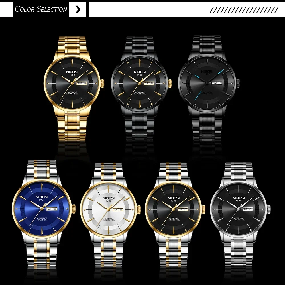 NIBOSI 2024 Reloj Hombre erkekler saatler ust marka luks erkekler kol paslanmaz celik su gecirmez erkek saat hediye Quartz saat AliExpress