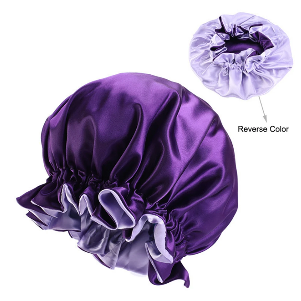 2022 New Muslim Women Night Sleep Cap Satin Elastic Bonnet Hat For Hair Care Head Cover Adjust  Loss 2