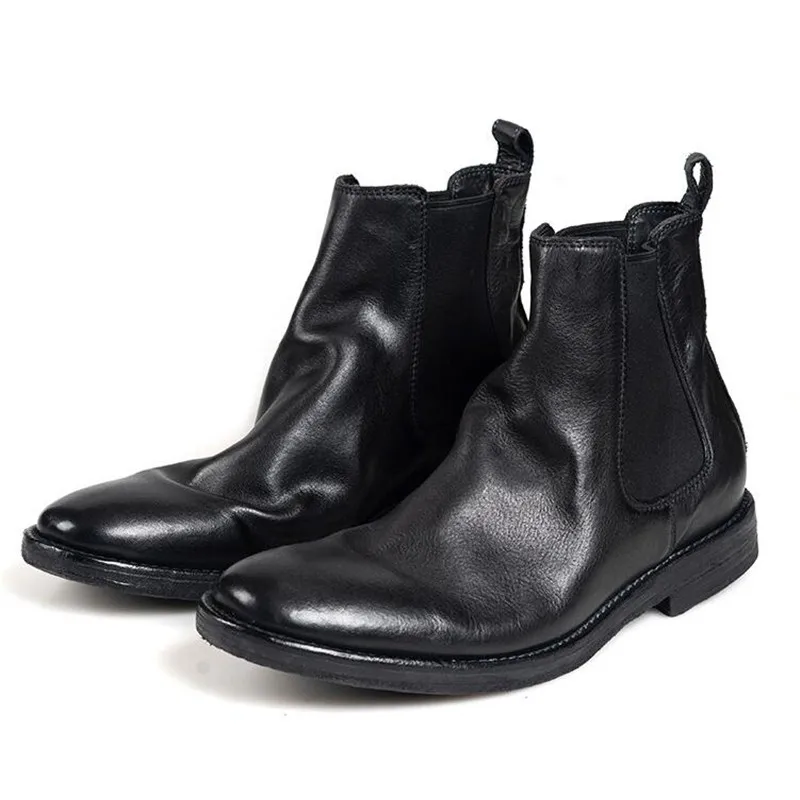 

Share to be partner Man Genuine Leather Chelsea Boots Round Toe Mans Sneakers Waterproof Man Ankle Boot