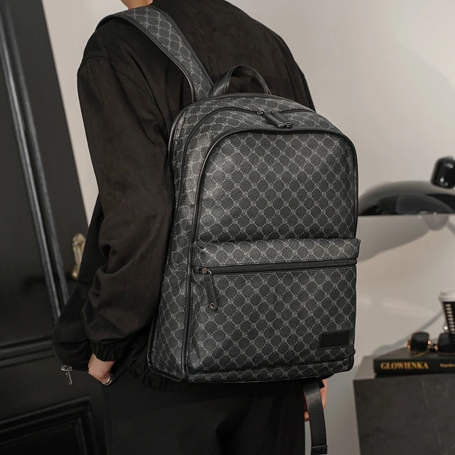 Luxury Brand Design Backpack Men Fashion Plaid Men's Backpack