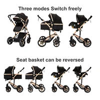 Poussette légère 3-en-1 pour bébé, convertible (assis et inclinable) avec panier de rangement, siège auto inclus, système de voyage pour nouveau-né, idéale pour les voyages en avion et les longs trajets, poussette pliable. 6