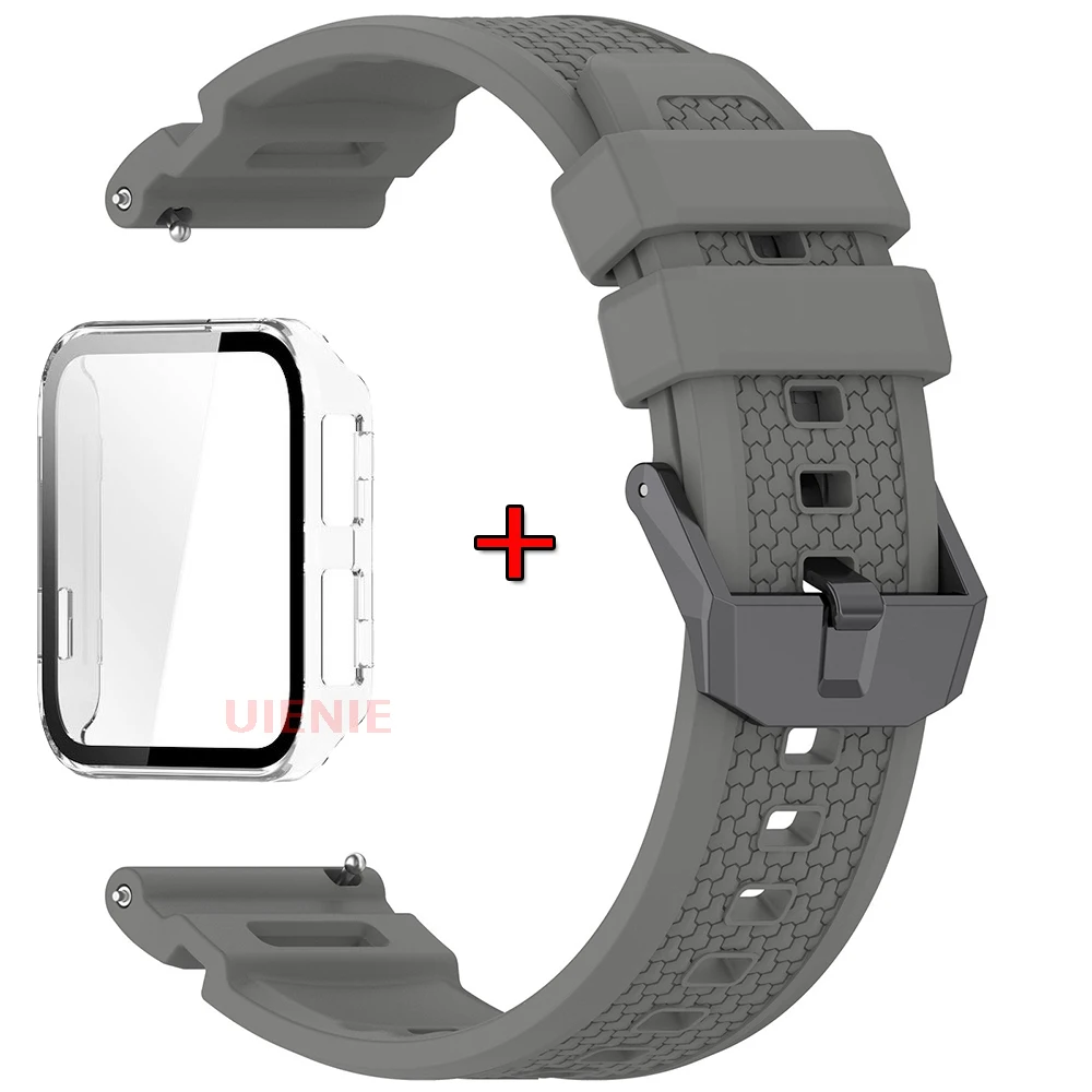 Premium Silicone Watch Band with Protective Case - Sport Replacement Wristband & Cover