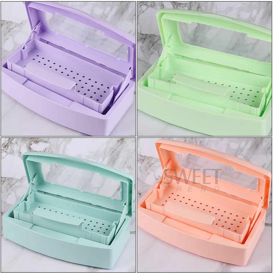 Nail Sterilizer Disinfection Box Pink Manicure Metal Nail Tool Tweezers Instrument Sterilizer Tray Salon Cleaner Equipment SAG08