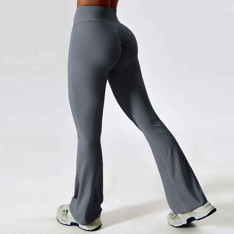 Sexy Flared Leggings Women's Running Pants Scrunch Butt Trousers Cross Waist Sports Tights Woman Skin-Friendly Workout Leggin
