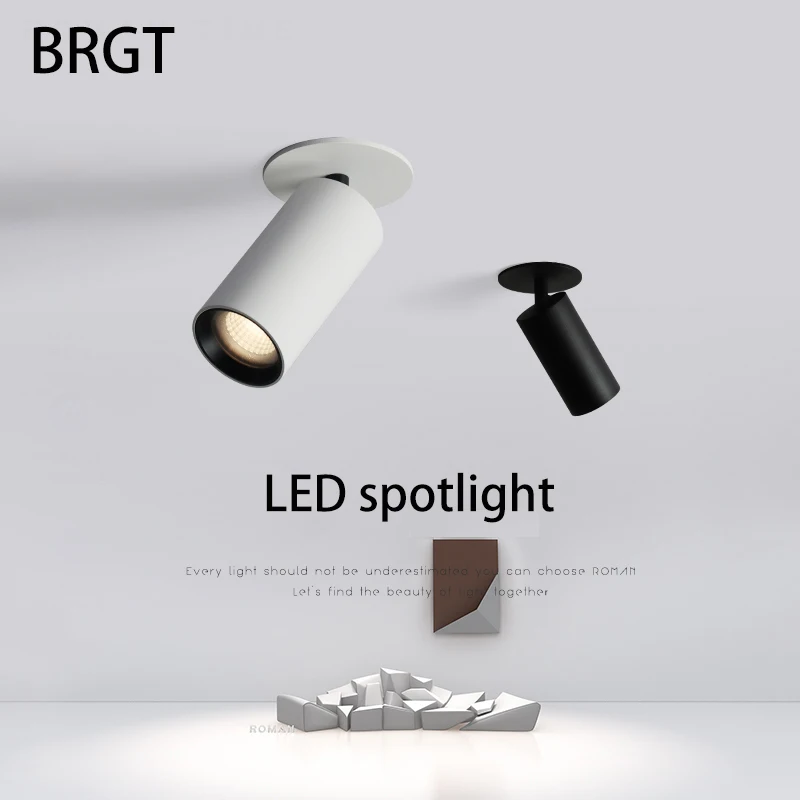 

Светодиодный точечный светильник BRGT, антибликовый складной вращающийся светильник с регулируемым углом наклона, для стен, 75 мм