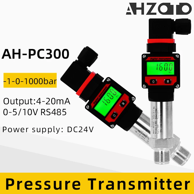 Pressure Transmitter Digital Display -1bar-0bar-1000 bar 10bar Transducer 4-20mA RS485 M20*1.5 LCD Hersman Pressure Sensor