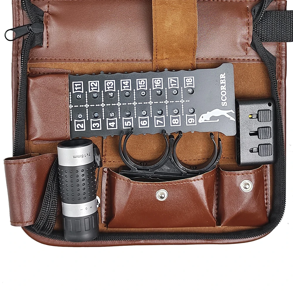 Golf Kit Tool Carrying Bag Multifunction Pu Golf Accessories Pouch Set Tool RangeFinder Knife Brush Ball Clip Tee Score 4