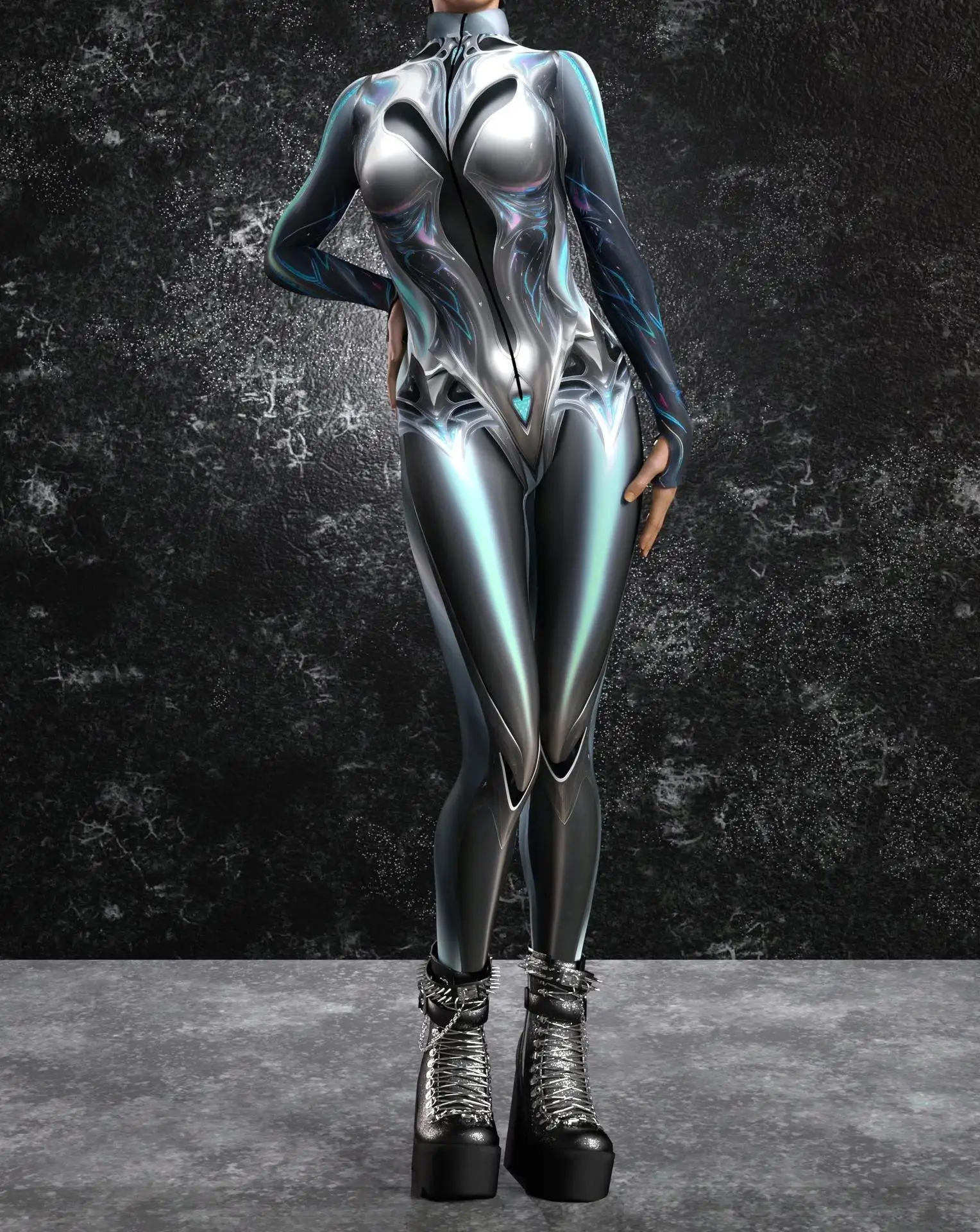 thumbnail image 1 of Body gótico oscuro ciberpunk para Halloween, fiesta en 3D, carnaval, cosplay, Pascua, Purim, bodycon, steampunk, 1 of 5
