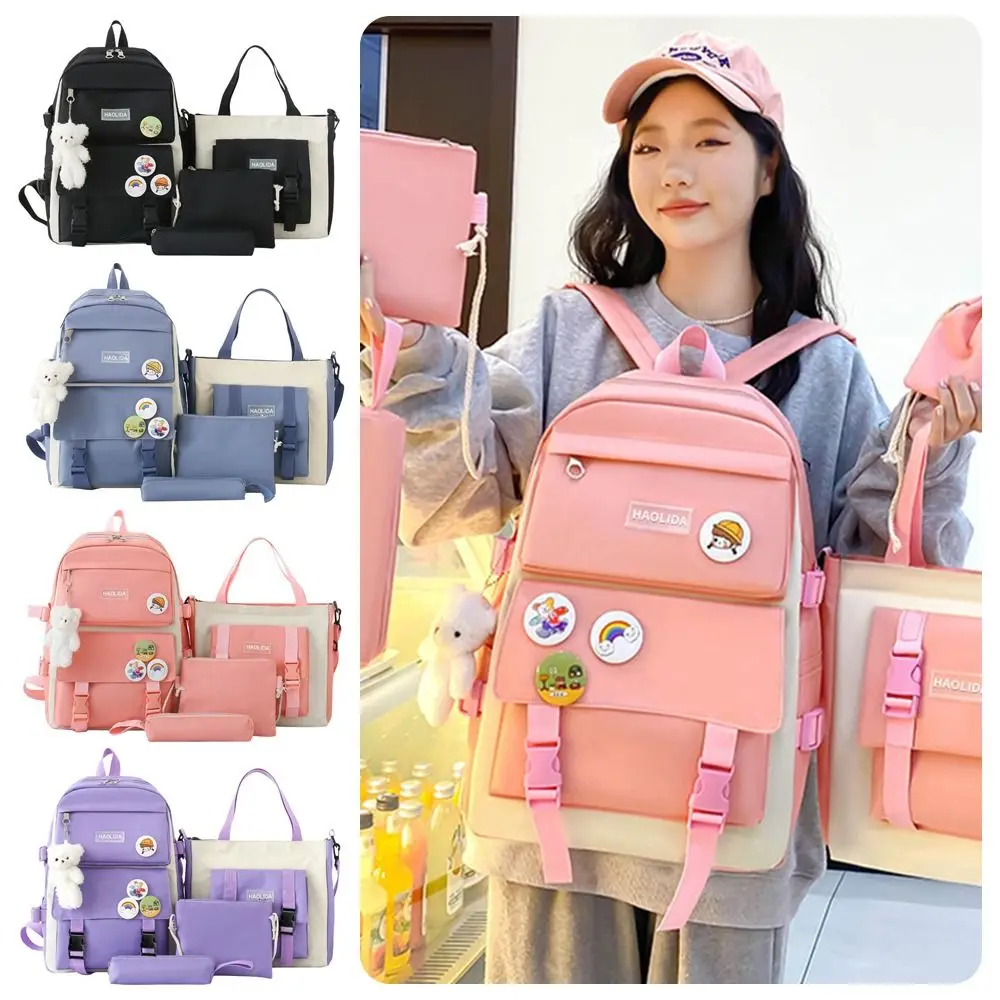 4Pcs/Set Large Capacity 4 in 1 Backpack Multifunction Casual Book Bag School Rucksack Breathable College Backpack Teenage 1