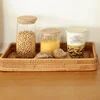 Handwoven Rattan Storage Basket Square Wicker Tray Picnic Basket Bread Food Plate Fruit Cake Sundries Box Home Desk Decoration 4