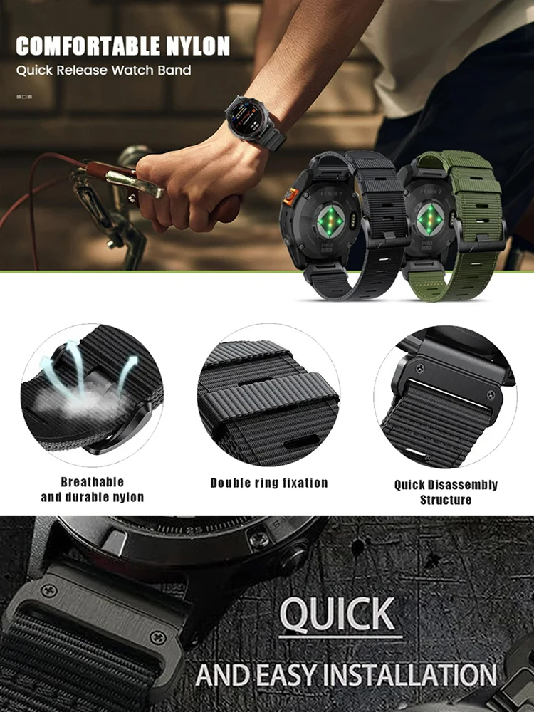 Premium Nylon Strap - QuickFit 22mm/26mm - Durable, Versatile Sports Band