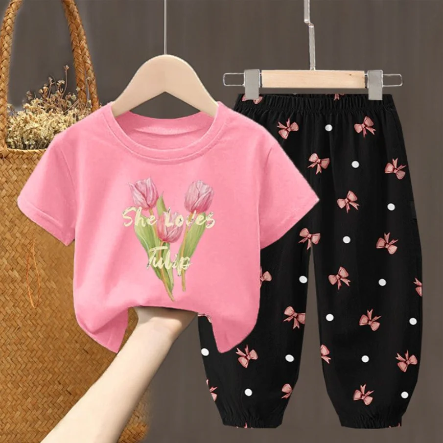 Girls Summer T-Shirt and Pants Set 6